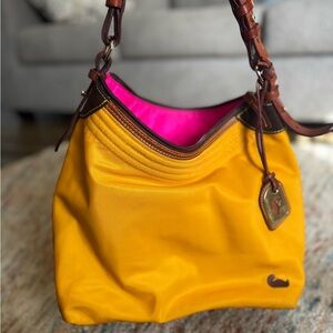 Dooney & Burke nylon mustard shoulder bag